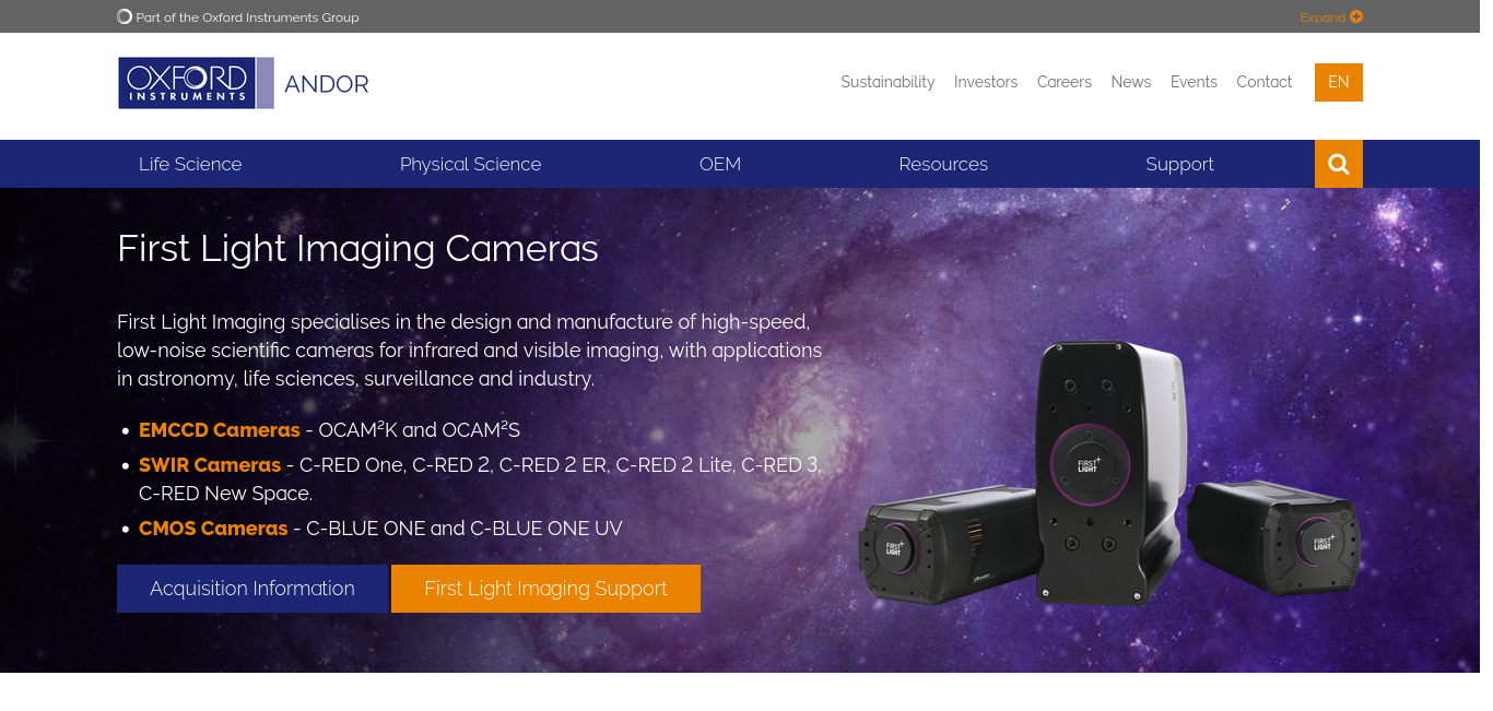 https://andor.oxinst.com/products/first-light-imaging-cameras