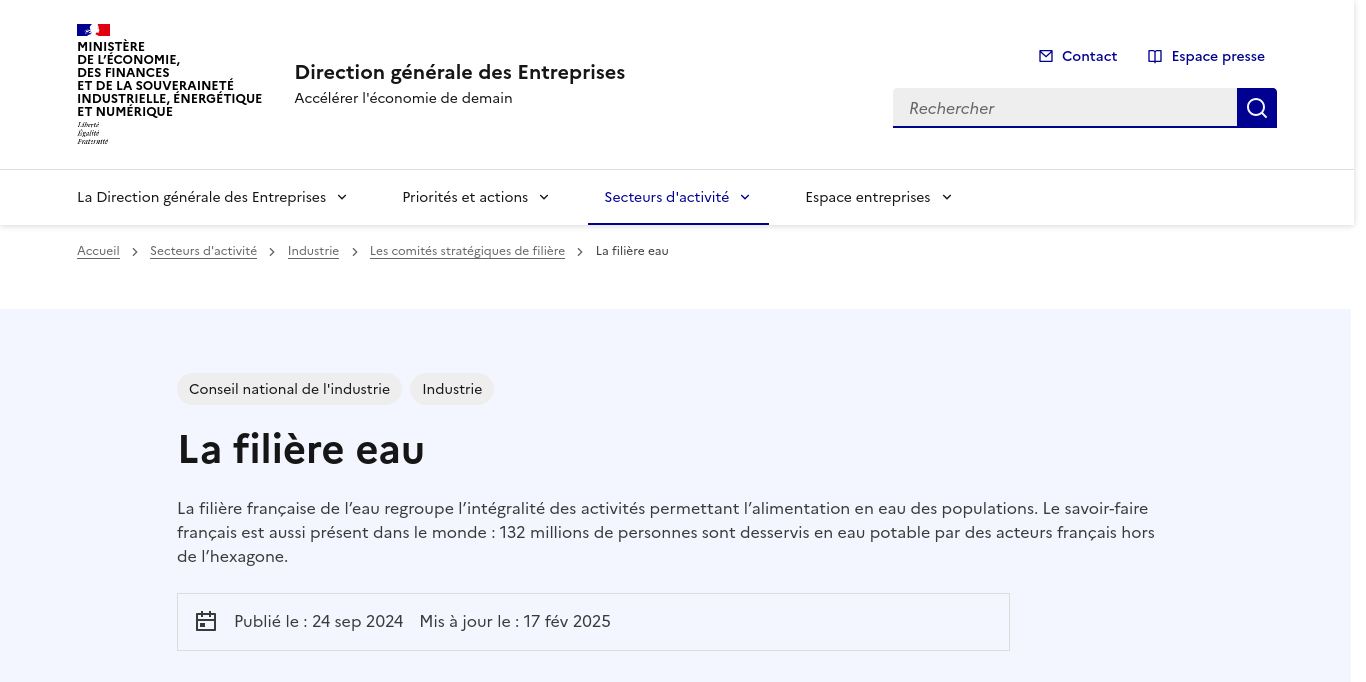 https://www.conseil-national-industrie.gouv.fr/comites-strategiques-de-filiere/la-filiere-eau